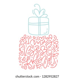 Vector monoline calligraphy phrase Happy Love Day with Valentine logo. Valentines Day Hand Drawn lettering. Heart Holiday sketch doodle Design card. Isolated illustration decor for web, wedding and