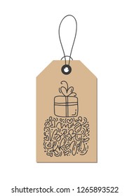 Vector monoline calligraphy phrase My best friend on kraft tag. Isolated Valentines Day Hand Drawn lettering illustration. Heart Holiday sketch doodle design valentine card. love decor for web
