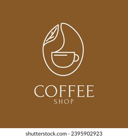 Plantilla de logotipo de la placa de la cafetera de monolina vectora