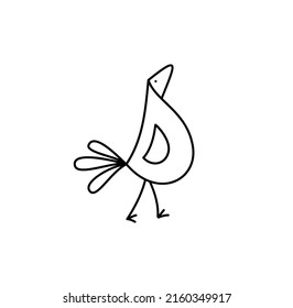 Vector Monoline Cute Bird line art outline logo icon sign symbol design concept. Scandinavian illustration.