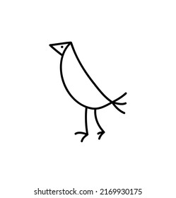 Vector Monoline Cute Bird line art outline logo icon sign symbol design concept. Scandinavian illustration.