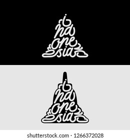 vector monoline typography indonesia. stupa.illustration