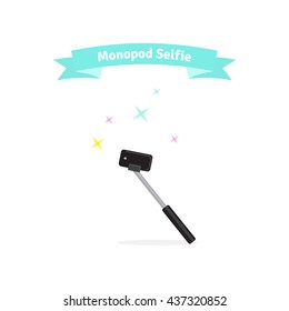 Vector monopod Icon on white background. Monopod selfie concept - vector illustration.