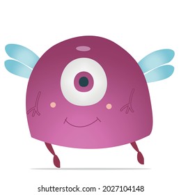 Vector monster of blue color with wings