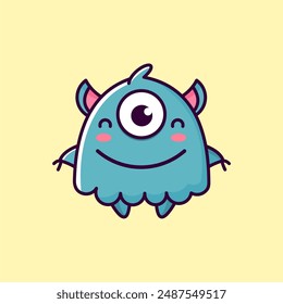 Vector monster is a cute creature with one blue eye, wings, and always smiling. The design is simple but adorable, perfect for attracting attention with its friendly and cute appearance.