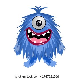 vector monster eye one blue hairy color