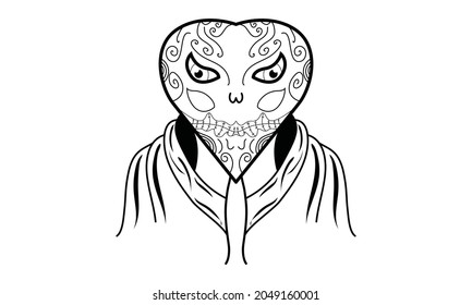 Vector Monster Heart Skull Halloween Illustration