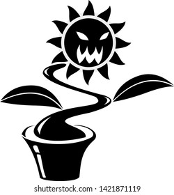 Vector of monster mad flower in B&W