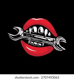 Vector monster mouth with wrench construction 