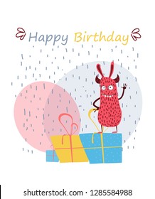 vector monster on birthday wishes