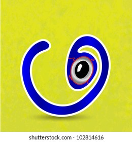 Vector monster on yellow background. Eps10