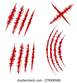 Vector Monster Red Claw Collection Isolated on White Background