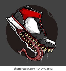 vector of monster sneaker illustration design 