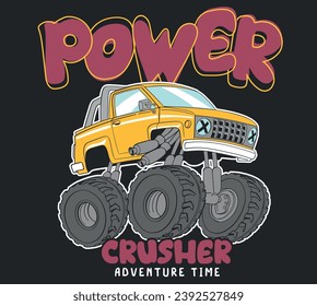 vector monster truck illustration for t shirt graphic designs