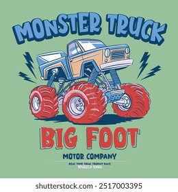 Vector monster truck  illustration for t shirt print