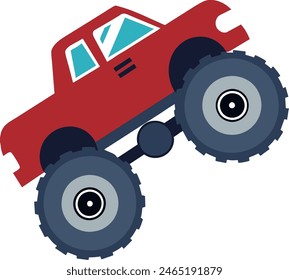 vector monster truck jumping illustration flat design