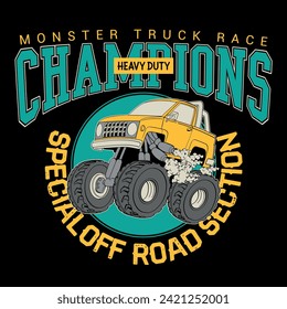 vector monster truck race championship print design 