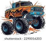 vector of monster truck tshirt design