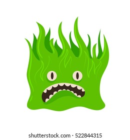 Vector monster. Virus cartoon character on white background. Cute micro bacteria vector illustration. Microbe, pathogen, germ icon.