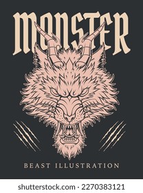 Vector monster wolf illustration artwork