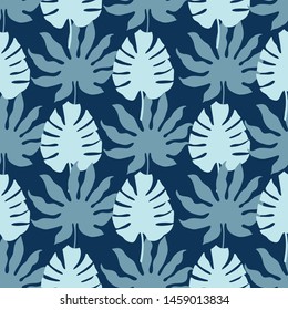 Vector Monstera tropical leaves seamless pattern repeat