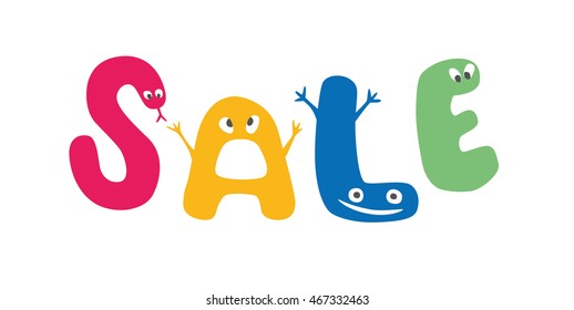 Vector monsters sale type text template