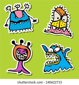 vector monsters set cute animal emotion group face teeth pile bad fun humor hell dancing story mouth smiling set art scrapbook journal illustrations personality painful molar news satisfaction spirit
