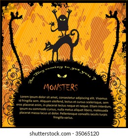 Vector Monsters; Use as Halloween Party Flyer or Poster