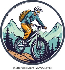 vector Un motociclista montano en un diseño de camiseta de bicicleta