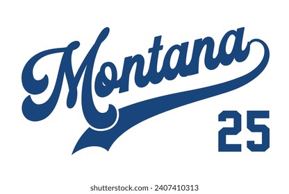 Diseño de tipografía de texto vectorial Montana para chaqueta de capucha de béisbol de capucha de camiseta y otros usos vectores