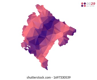 Vector of Montenegro map colorful polygon red triangle mosaic with white background. style gradient.