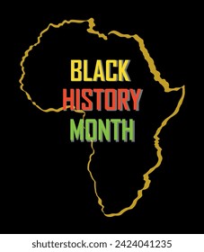 Vector of the Month of black history on a black background. The festive heritage of the African continent. Pride. A banner of a vector illustration.