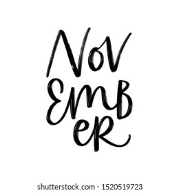 VECTOR MONTH HAND LETTERING TYPOGRAPHY, MONTH NOVEMBER