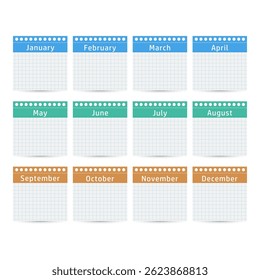 Vector month labeled sticky notes for planners calendars stationery projects digital and print formats personal reminders office
