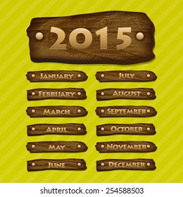 Vector Month Wooden Board