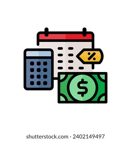 vector Monthly budget and financial planning icon in simple colored outline style