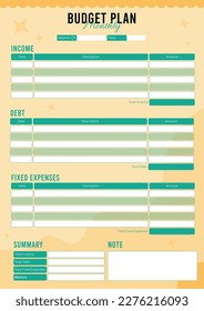  vector monthly budget planner template 