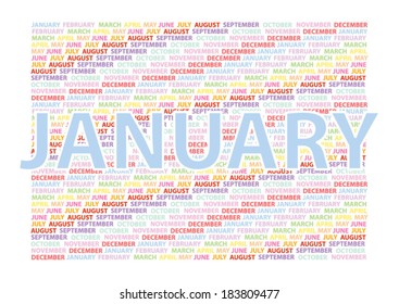 Vector months and background 