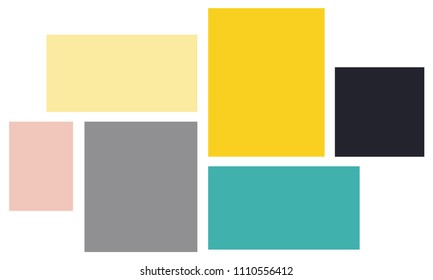 Vector Mood Board & Branding Presentation. Creative Theme Mood Board, Logo Template, Collage Frames with Universal Colour Palette. 