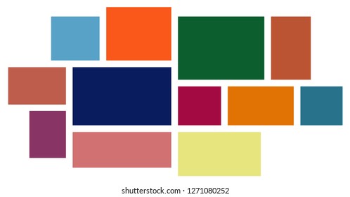 Vector Mood Board & Branding Presentation. Creative Theme Mood Board, Logo Template, Collage Frames with Universal Colour Palette. Picture Display & Montage.