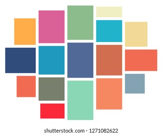 Vector Mood Board & Branding Presentation. Creative Theme Mood Board, Logo Template, Collage Frames with Universal Colour Palette. Picture Display & Montage.