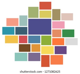 Vector Mood Board & Branding Presentation. Creative Theme Mood Board, Logo Template, Collage Frames with Universal Colour Palette. Picture Display & Montage.