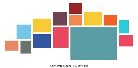 Vector Mood Board & Branding Presentation. Creative Theme Mood Board, Logo Template, Collage Frames with Universal Colour Palette. Picture Display & Montage.