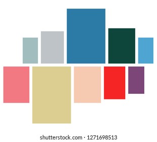 Vector Mood Board & Branding Presentation. Creative Theme Mood Board, Logo Template, Collage Frames with Universal Colour Palette. Picture Display & Montage.