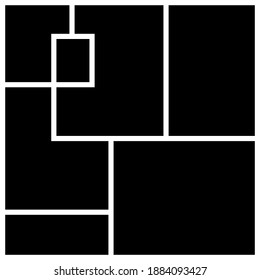 Vector mood board of seven frames. Black photo collage templates.