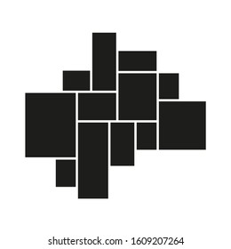 Vector mood board of twelve frames. Black photo collage templates.