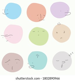 Emoji de ambiente vectorial para expresar sensación con colores pastel en fondo blanco 