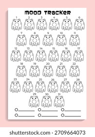 Vector mood planner with cute kawaii donuts