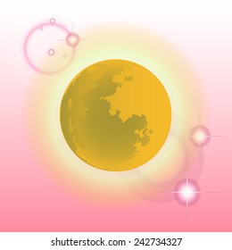 vector moon in the background pink square.