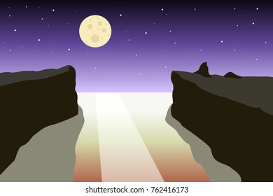 vector moon canyon landscape